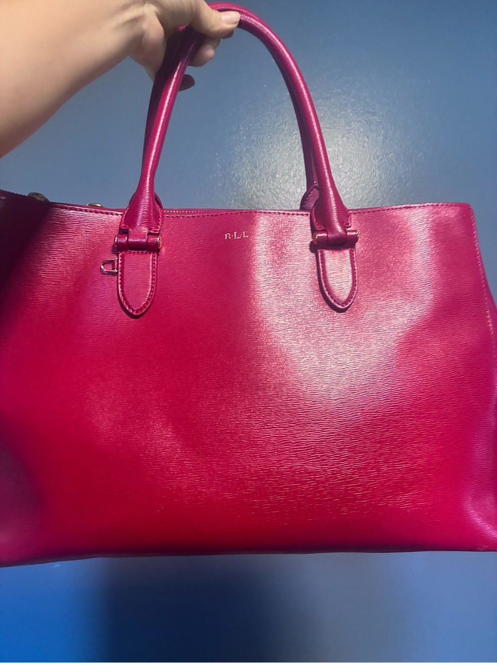 Ralph Lauren Fuchsia Leather Tote Bag